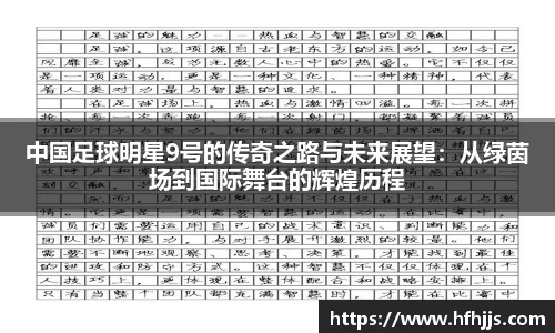 中国足球明星9号的传奇之路与未来展望：从绿茵场到国际舞台的辉煌历程